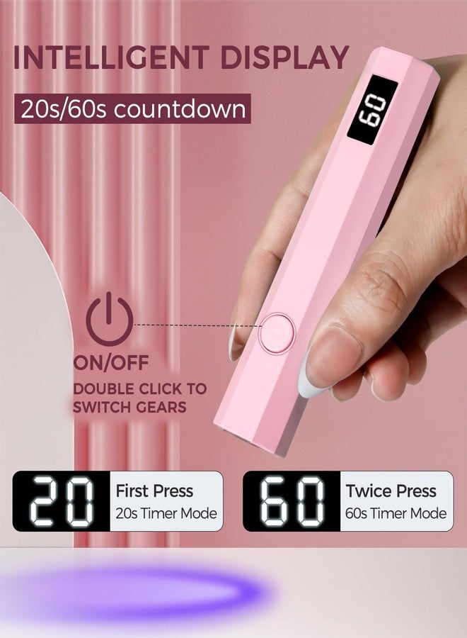 ملوجيرو مصباح أظافر بالأشعة فوق البنفسجية من mlogiroa، مصباح يدوي للأظافر بقوة 3 واط، مصباح LED محمول مع مؤقتين 20/60 ثانية لطلاء الجل، للاستخدام المنزلي أو في صالونات التجميل النسائية (وردي). - Image 3